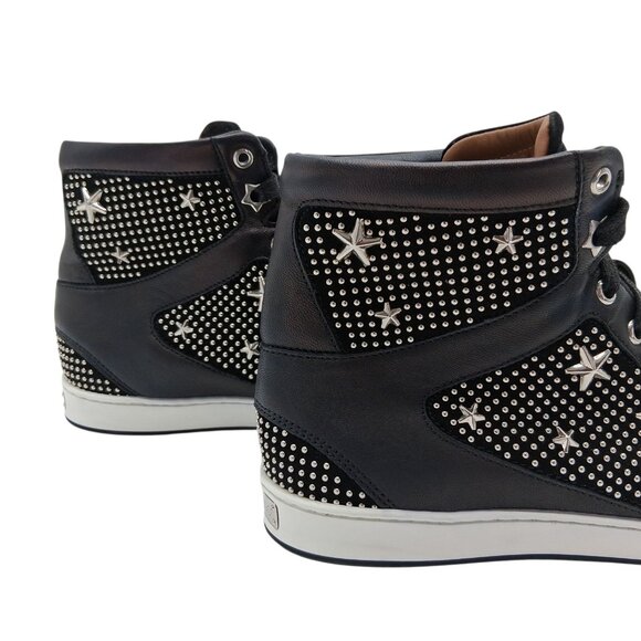 Jimmy Choo Shoes Womens EU 36 US 6 Black High Top Star Studded Made in Italy - Picture 10 of 14